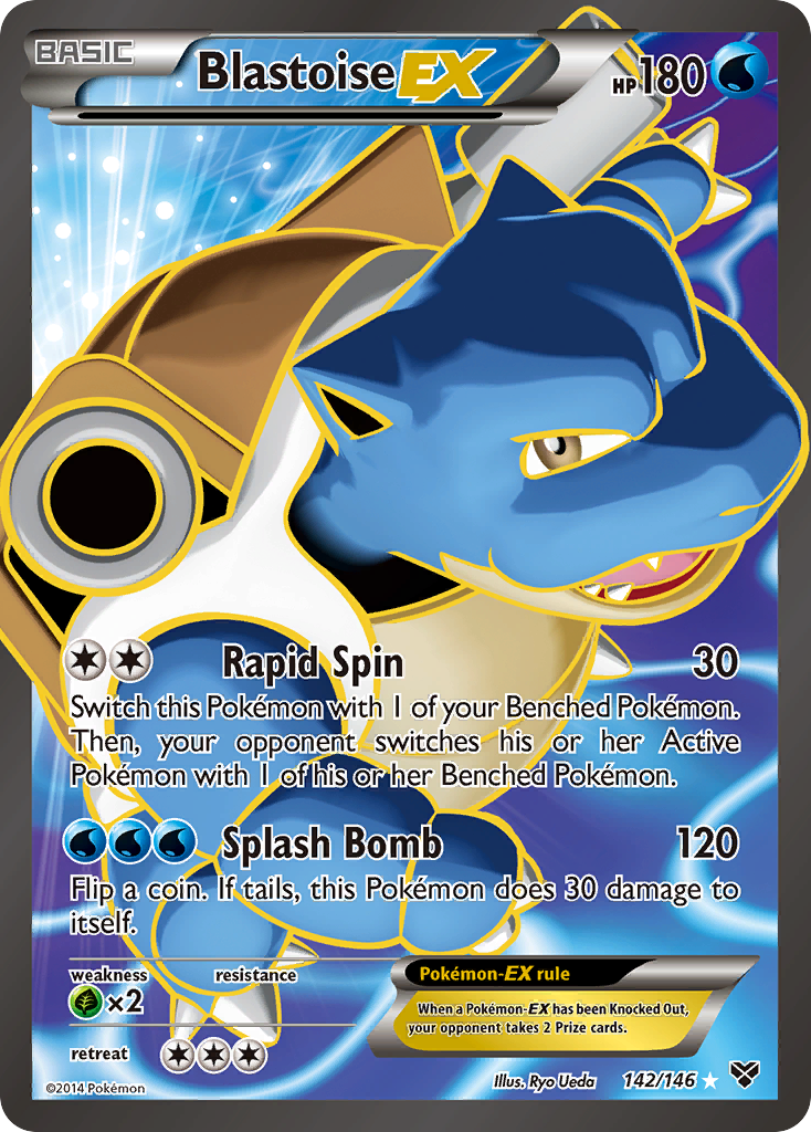 Pokemon Blastoise EX (Full Art) XY (Base Set) #142 /146 Near Mint