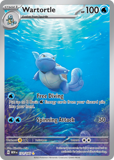 Pokemon Wartortle Scarlet & Violet 151 #171 /165 Near Mint