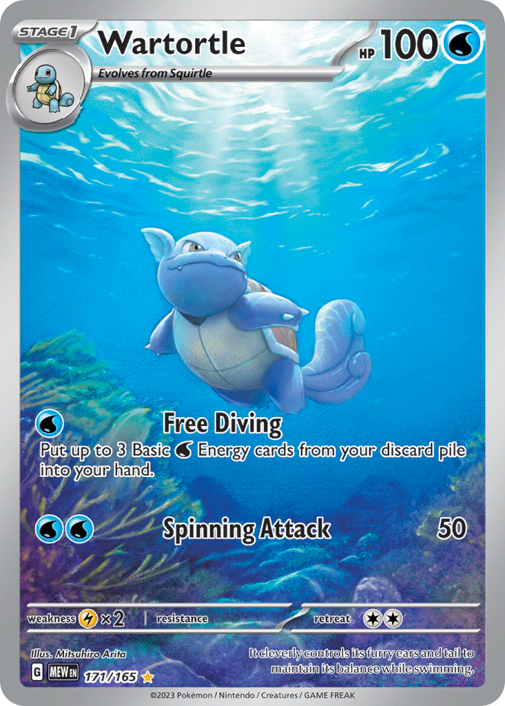 Pokemon Wartortle Scarlet & Violet 151 #171 /165 Near Mint