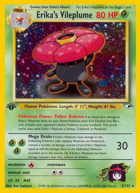 Pokemon Erika's Vileplume Gym Heroes #005 /132 Near Mint