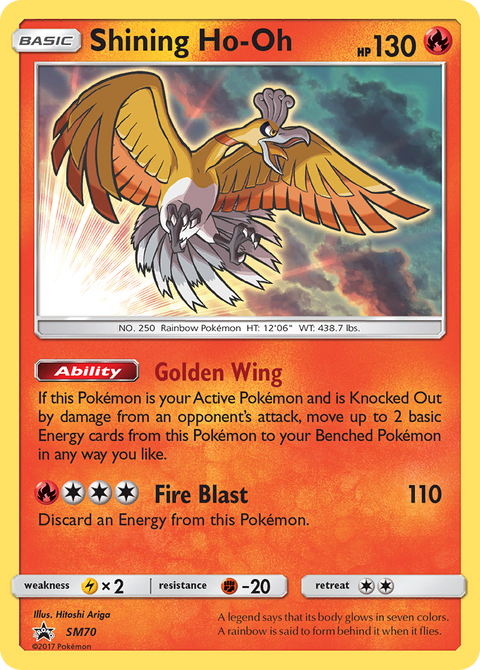 Pokemon Shining Ho-Oh Sun & Moon Black Star Promo #SM70 Near Mint
