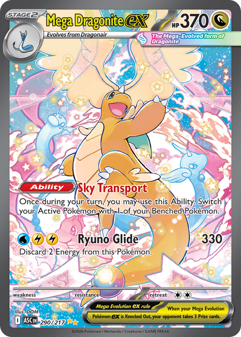 Pokemon Mega Dragonite EX Ascended Heroes #290 /217 Near Mint