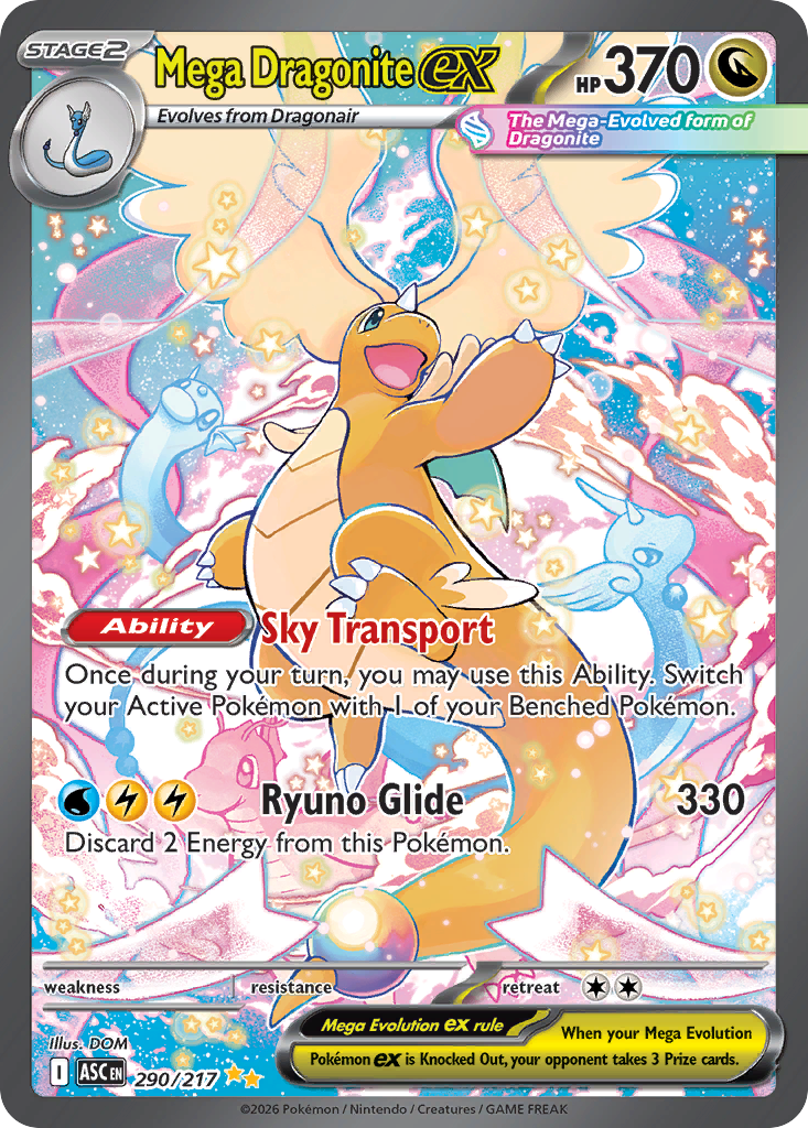 Pokemon Mega Dragonite EX Ascended Heroes #290 /217 Near Mint